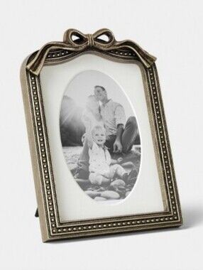 5"x7" Antique Brass Picture Frame with Bow - Threshold